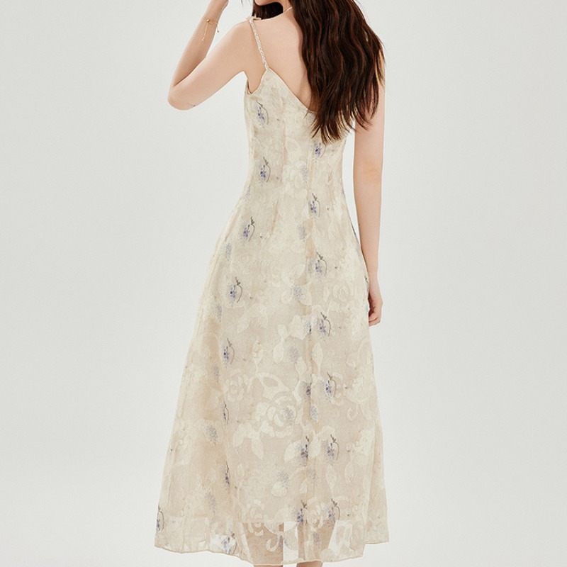 Elegant Floral Print Sleeveless Long Dress for Summer Beach Vacation - Image 5