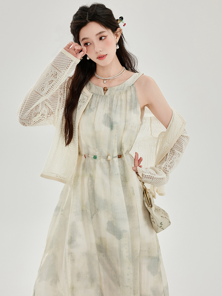 French Style Two-Piece Cami Dress Set Women Summer Slimming Midi Dress - Image 4
