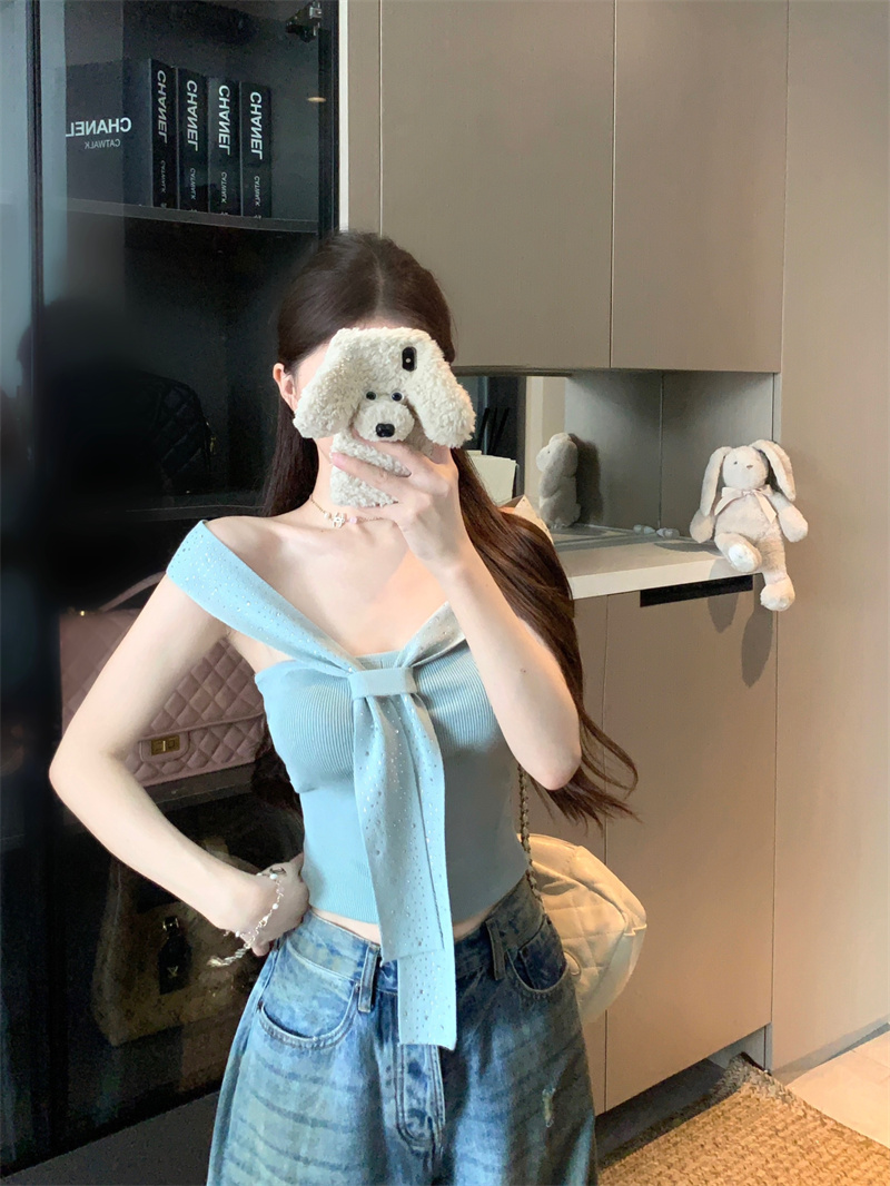 Women's Rhinestone Halter Strappy Tube Top Sleeveless Fashion Top - Image 2