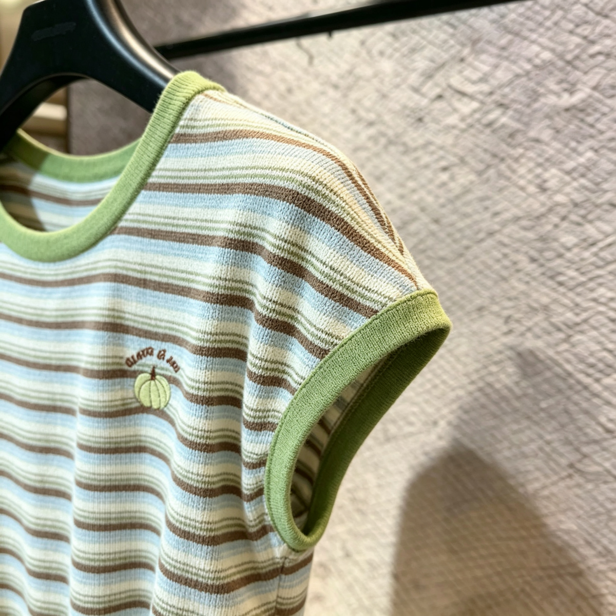 Korean Style Striped Knit T-Shirt for Women 2026 Summer Loose Slimming Short Sleeve Thin Top - Image 4