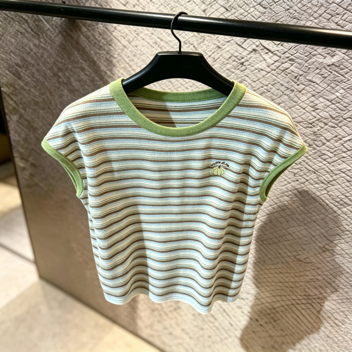 Korean Style Striped Knit T-Shirt for Women 2026 Summer Loose Slimming Short Sleeve Thin Top - Image 5