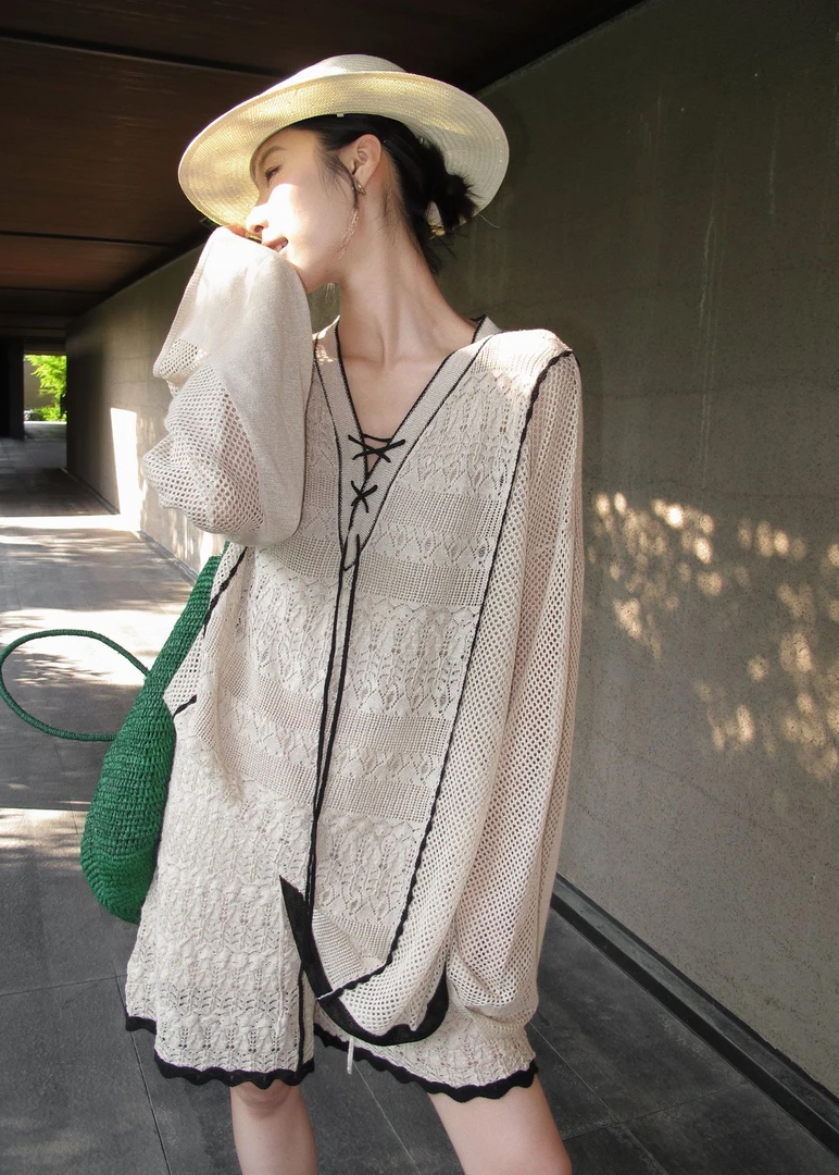 Loose Breathable Knit Cover-Up Set Slimming Two-Piece – Style f66a36
