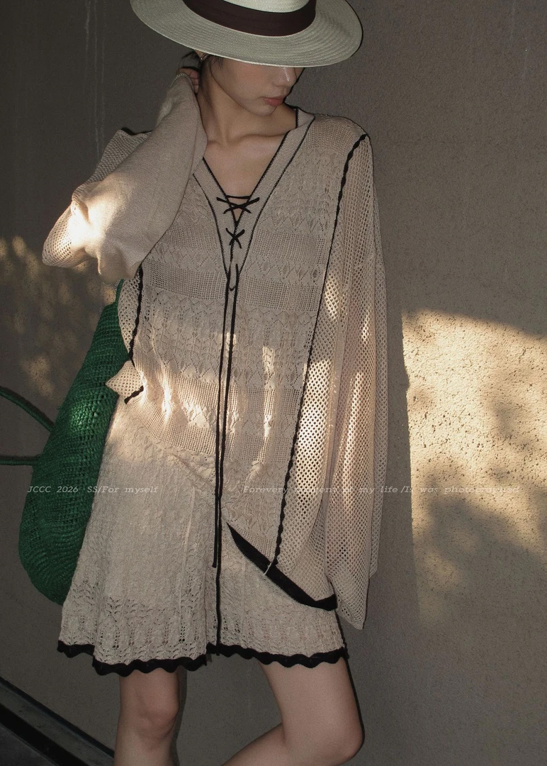 Loose Breathable Knit Cover-Up Set Slimming Two-Piece - Style f66a36 - Image 2