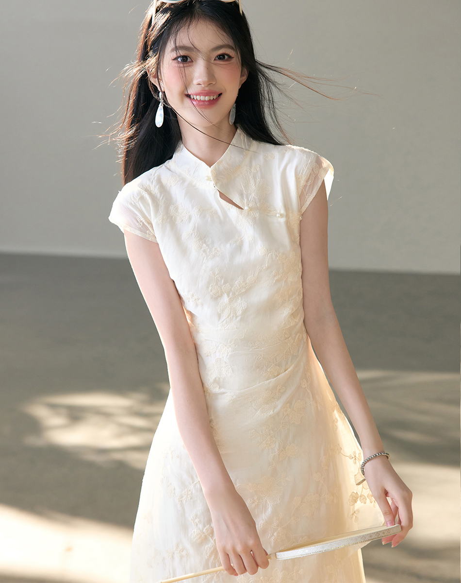 New Chinese Style Zen Embroidered Qipao Dress Summer Modified Cheongsam - Image 2