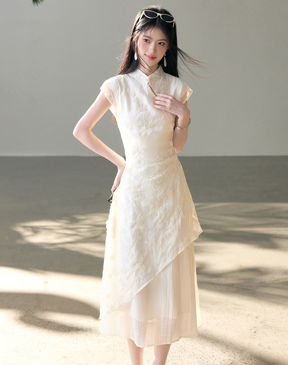 New Chinese Style Zen Embroidered Qipao Dress Summer Modified Cheongsam