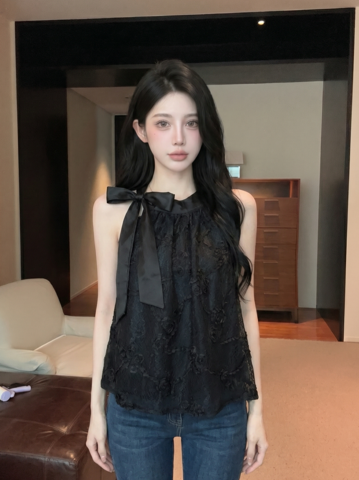 Women's Sleeveless Halter Shirt Vest with Hollow Out Crochet Detail Summer 2026 - Image 3