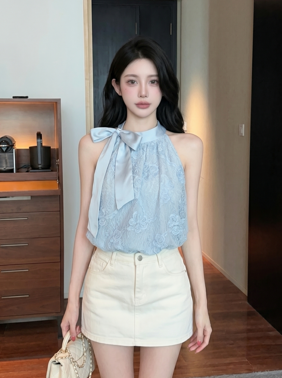 Women's Sleeveless Halter Shirt Vest with Hollow Out Crochet Detail Summer 2026 - Image 2