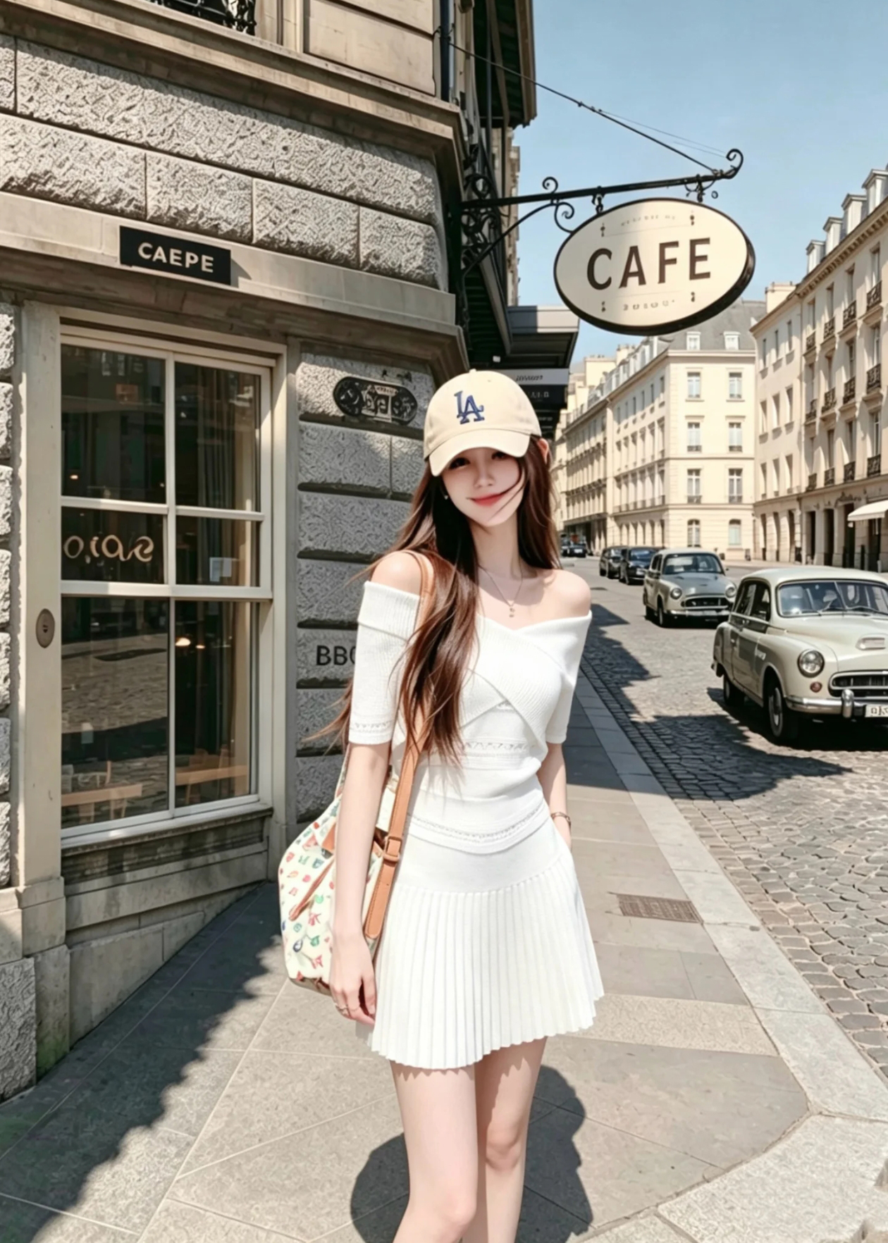 Off-Shoulder Cinched Knit Top and Pleated Skirt Two-Piece Set for Women Summer High Waist Slimming