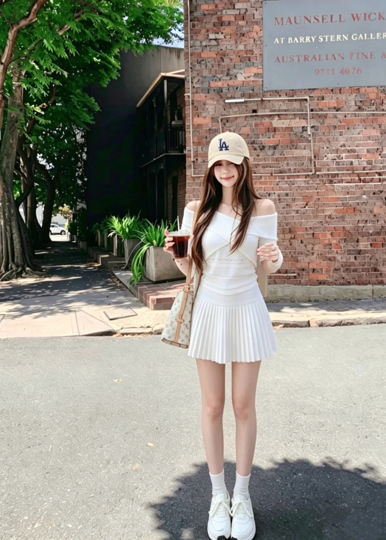 Off-Shoulder Cinched Knit Top and Pleated Skirt Two-Piece Set for Women Summer High Waist Slimming - Image 2