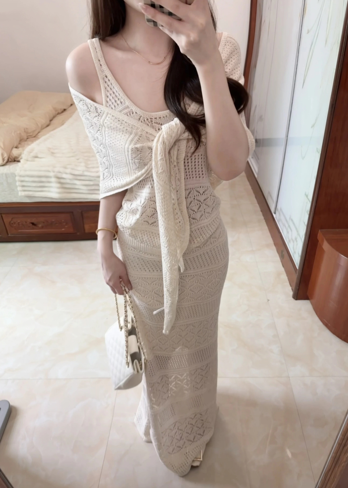 Women's Knit Three-Piece Set with Shawl Vest and High-Waist Skirt - Image 2