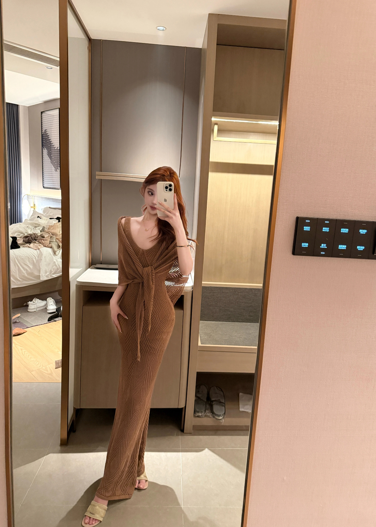 Pure Desire Style Cutout Knit Dress Set Women Summer New Slim Long Dress with Shawl Two-Piece Set - Image 4