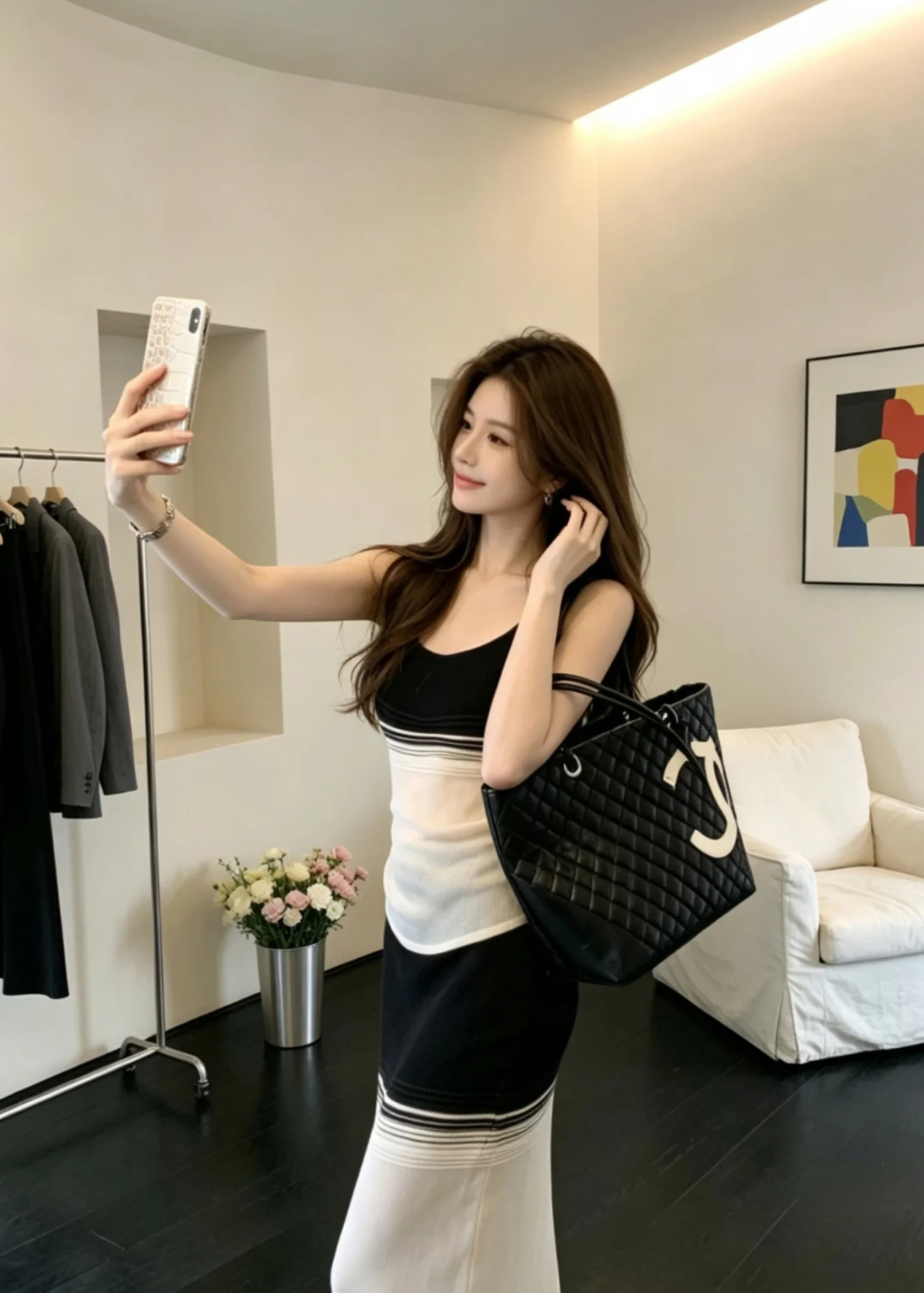 Korean Style Color Block Striped Cami Top and Skirt Set 2026 Summer - Style fca9d5 - Image 2