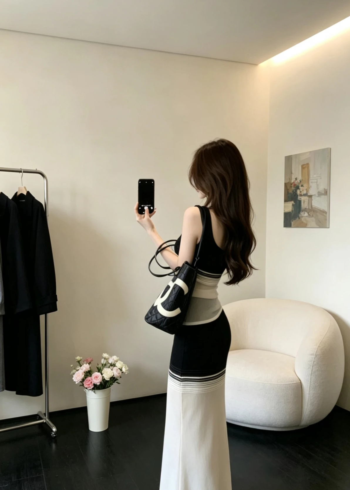 Korean Style Color Block Striped Cami Top and Skirt Set 2026 Summer - Style fca9d5 - Image 3