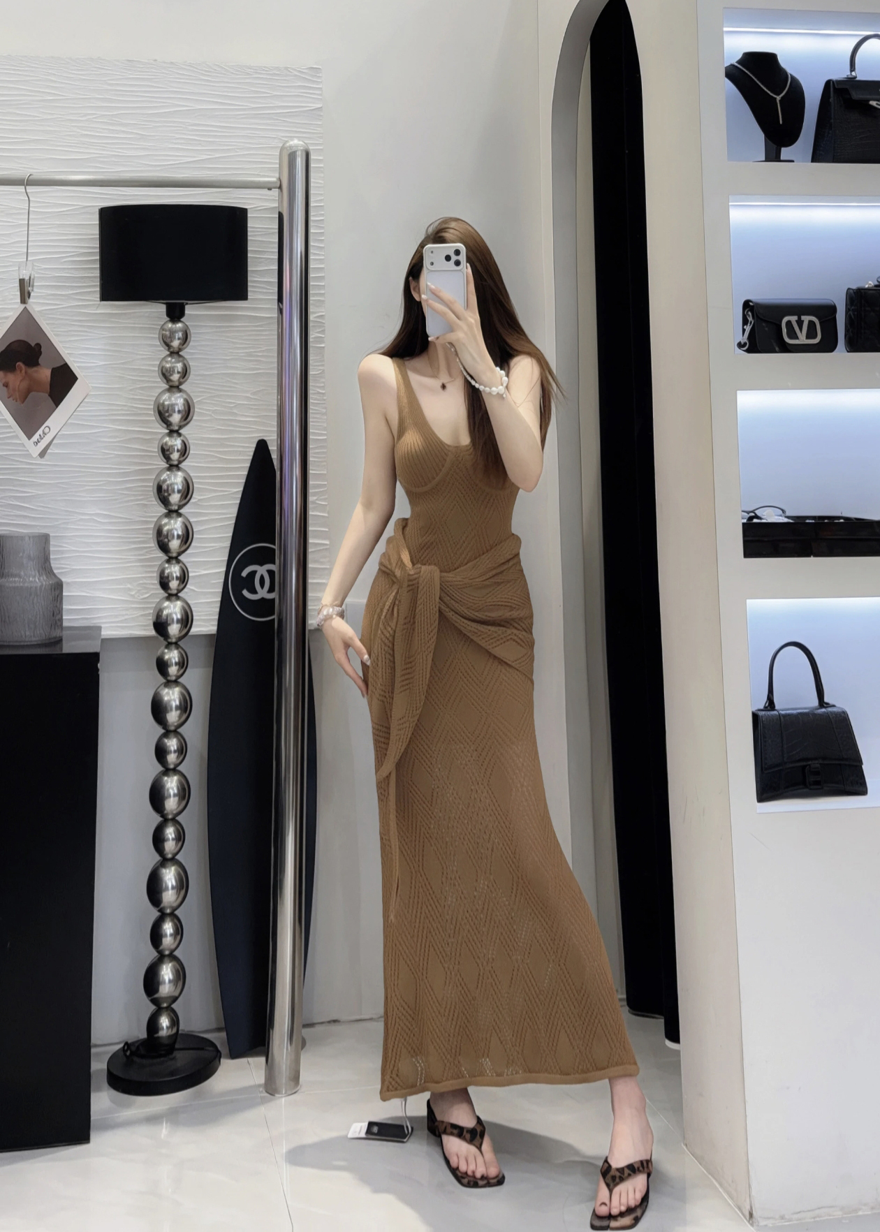 French Elegant Sophisticated Slim Fit Knit Dress with Shawl Set - Image 2