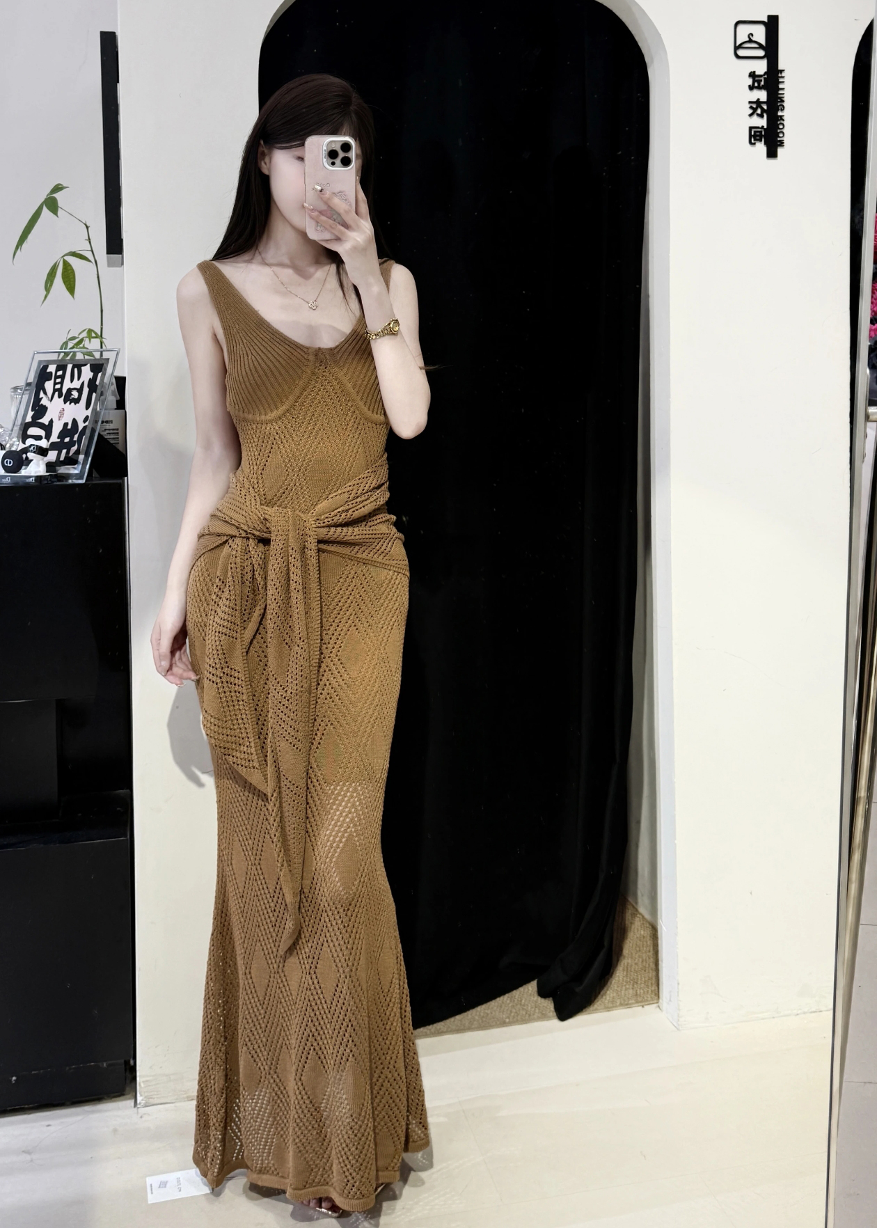 French Elegant Sophisticated Slim Fit Knit Dress with Shawl Set - Image 4