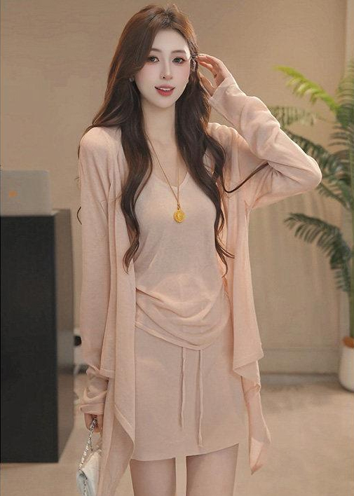 High Waist Lace-Up Three-Piece Set Skin-Friendly Breathable Spring Summer Outfit Goddess Temperament Slimming Skirt Set