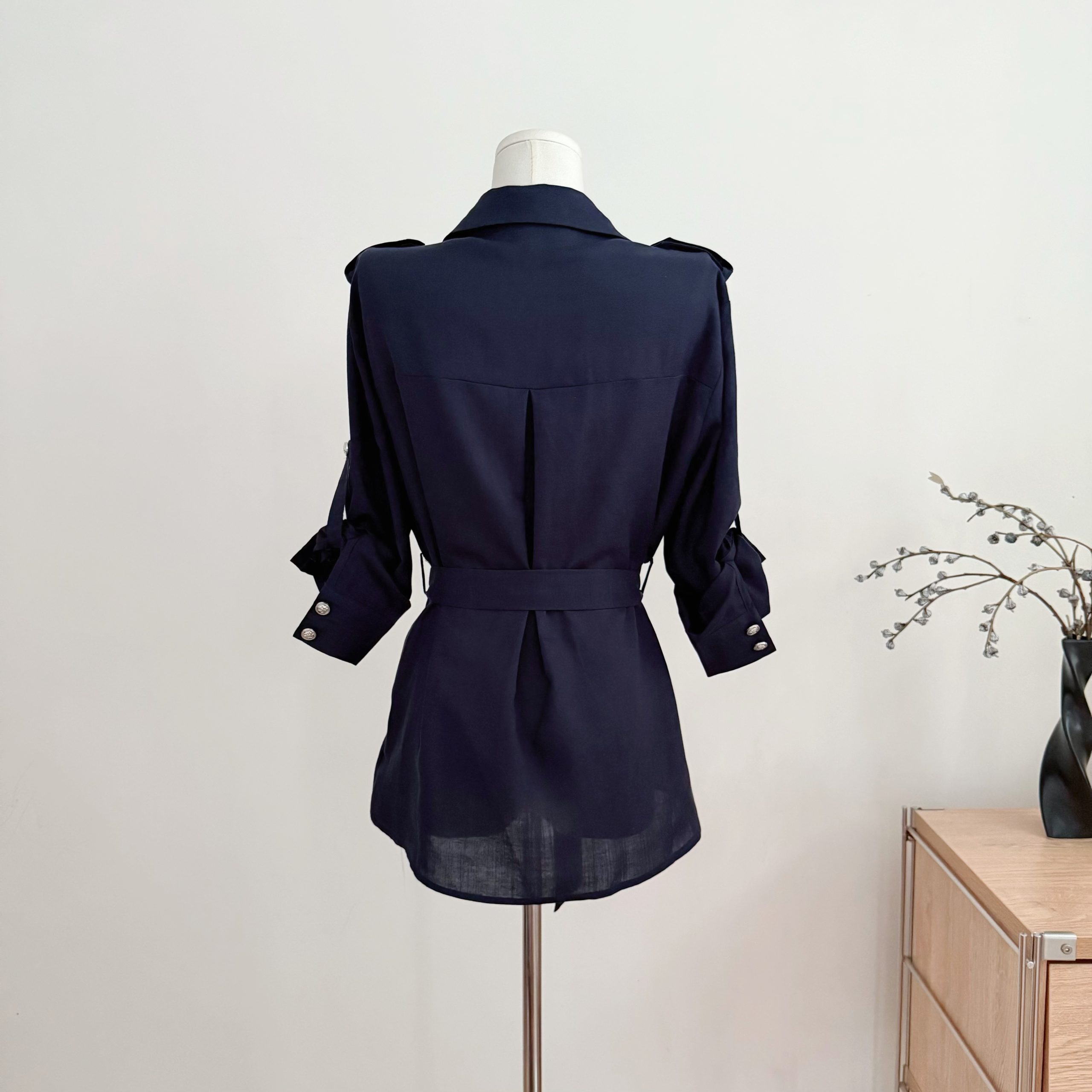 Women's Lyocell Linen Work Shirt Spring Summer Slightly Loose Top - Image 3
