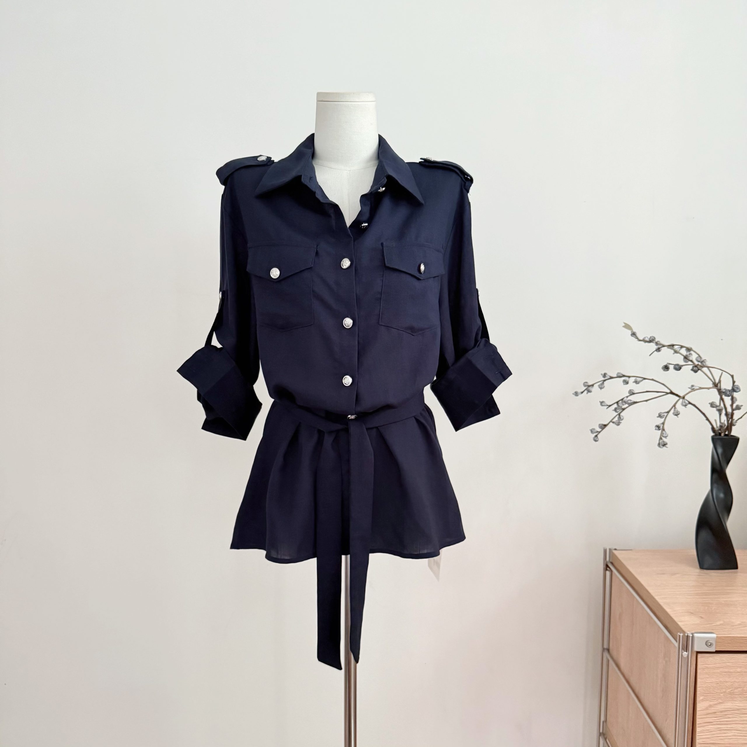 Women's Lyocell Linen Work Shirt Spring Summer Slightly Loose Top - Image 2