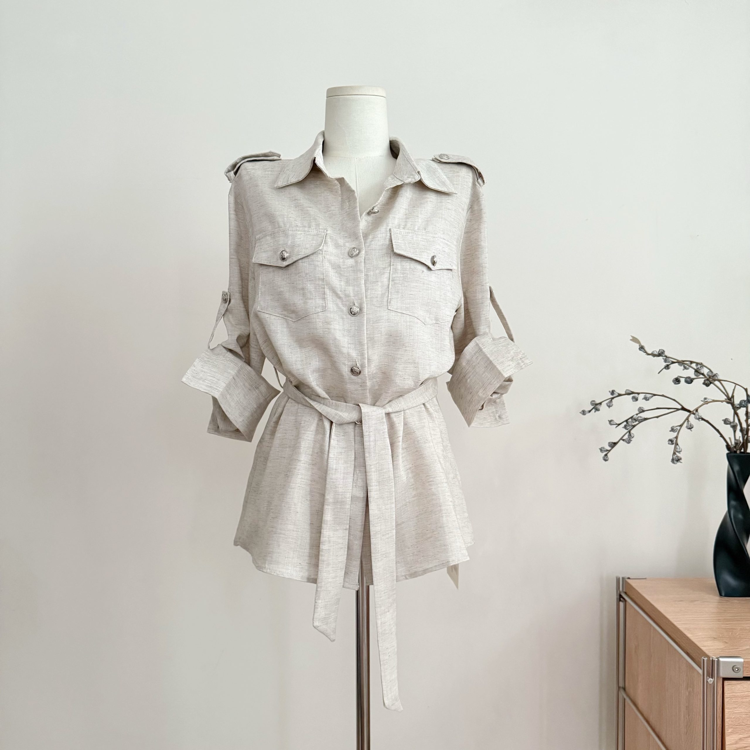 Women's Lyocell Linen Work Shirt Spring Summer Slightly Loose Top - Image 4