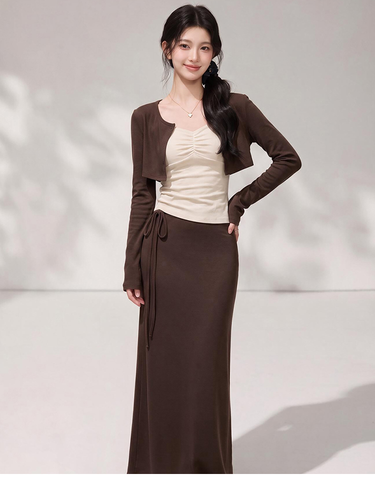 Women’s 3-Piece Cami Cardigan and Midi Skirt Set Slimming Fit
