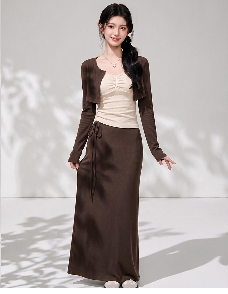 Women's 3-Piece Cami Cardigan and Midi Skirt Set Slimming Fit - Image 2