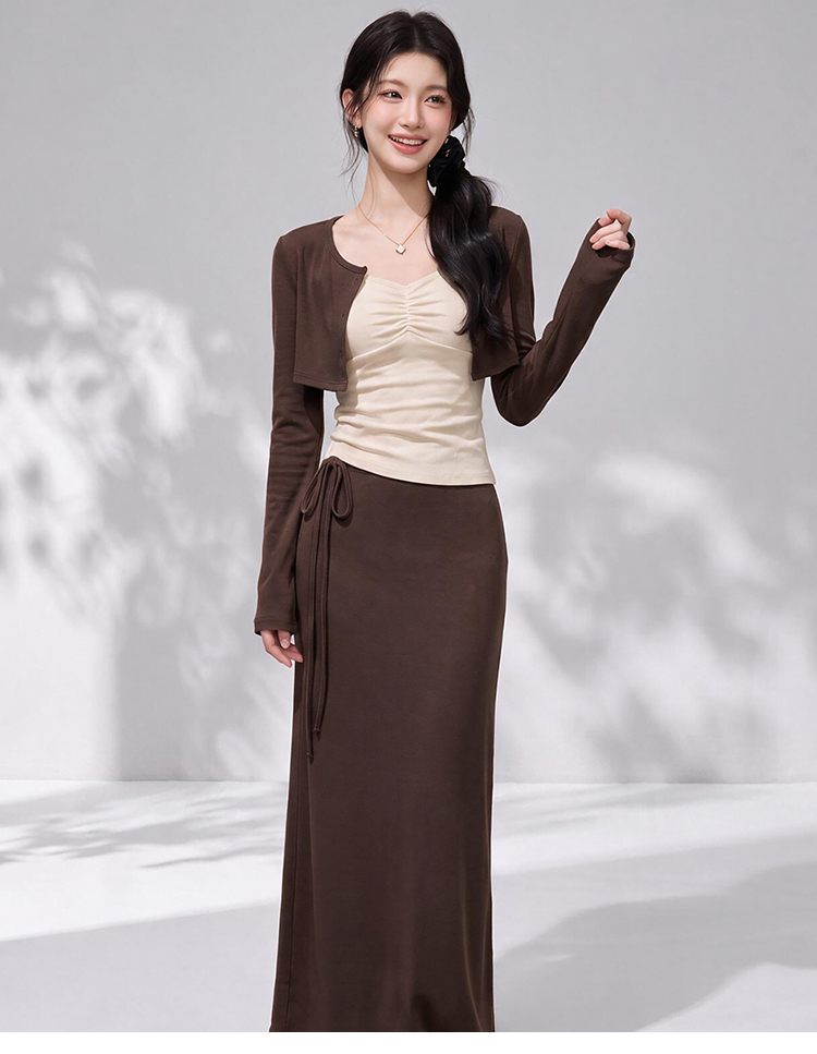 Women's 3-Piece Cami Cardigan and Midi Skirt Set Slimming Fit - Image 3
